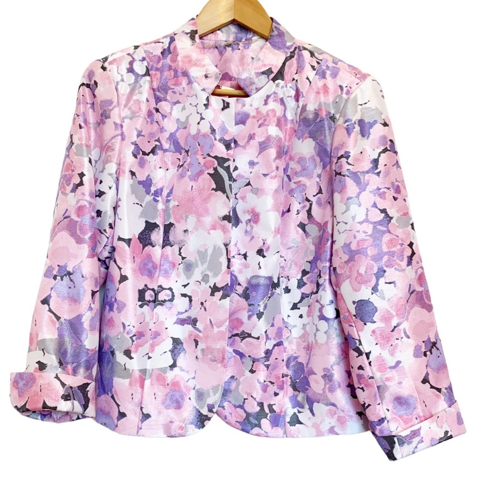 Allison Daley Blazer Pink Bouquet Print Size 10P